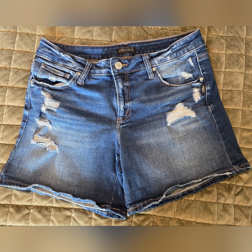 Silver Jeans Women's Distressed Blue Shorts